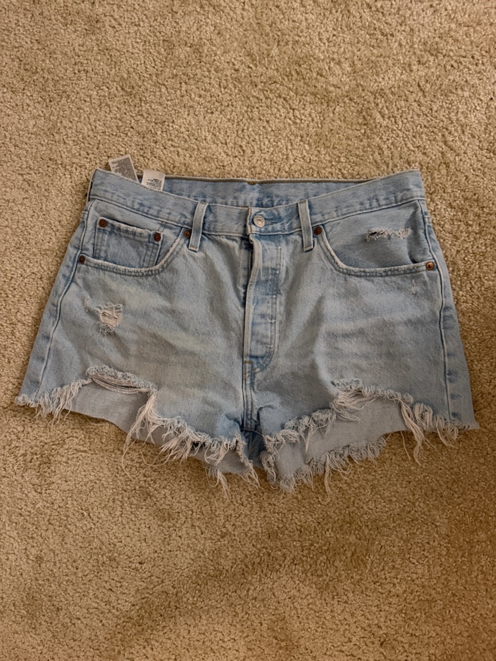 Distressed Light Blue Denim High-Rise Women’s Levi’s Shorts